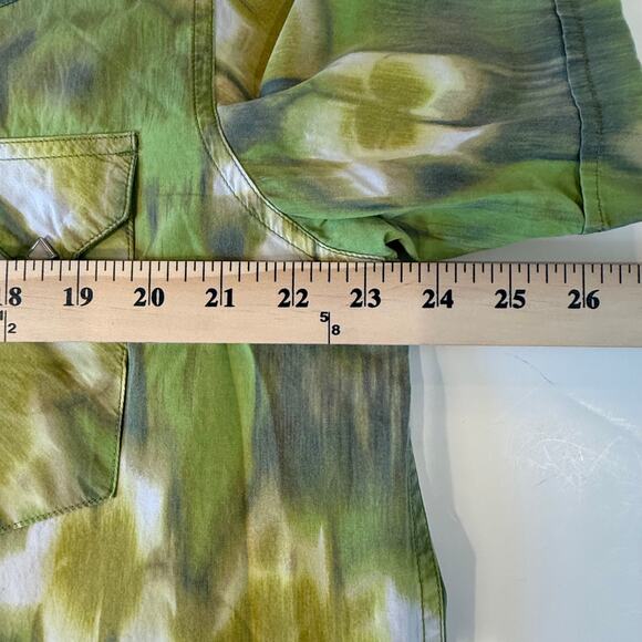 Lucky Brand Dungarees XL Western Pearl Snap Shirt Green Tie Dye Vintage Y2K - Picture 4 of 9